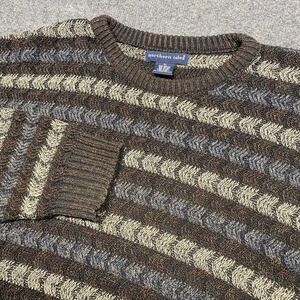 Vintage 90s Northern Isles Striped Pattern Fall Winter Knit Sweater Men's XL USA